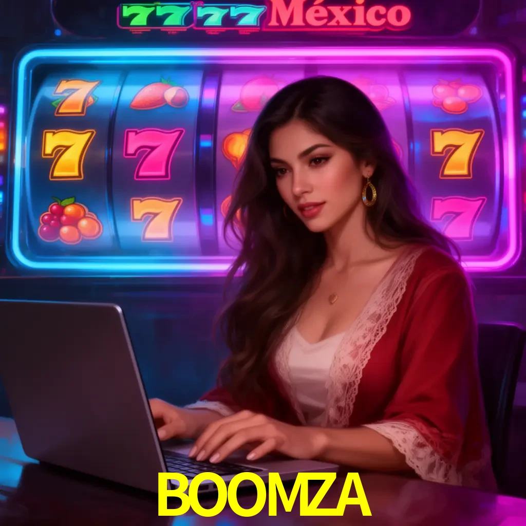 BOOMZA Slots - tragamonedas, RTP y control Tragamonedas BOOMZA con símbolos, saldo móvil y reglas de apuesta visibles